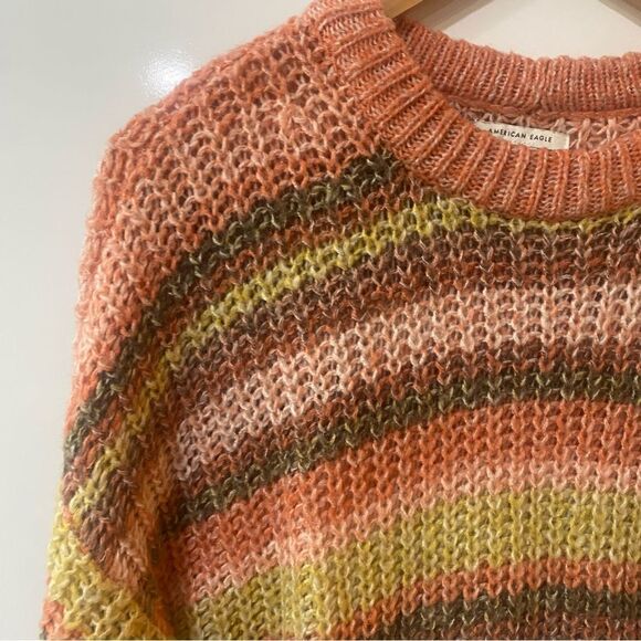 American Eagle knit rainbow oversized crewneck sweater size XS - Picture 3 of 7